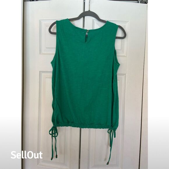 Democracy Women's Sleeveless Blouse Green Size L Decorative Hem - Picture 4 of 4